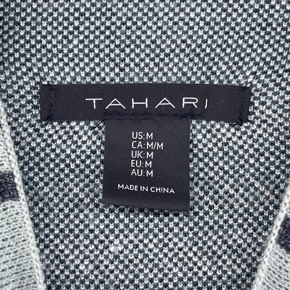 TAHARI Sweater M Plaid Mock Neck Pullover Viscose Blend Green - Picture 4 of 13